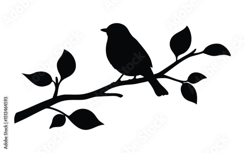 Bird sitting in a tree vector silhouette