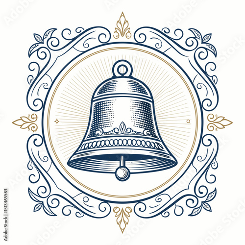 Fotografie Design a bold, vector logo featuring a wedding bell silhouette with a thick, impactful stroke