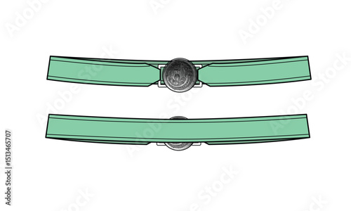 Ratchet belts front and back view vector mockup template technical drawing.