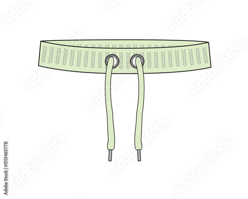 Drawstring belts technical illustration vector mockup template.