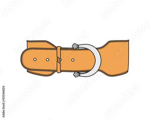 Female snap belts technical flat design vector mockup template.