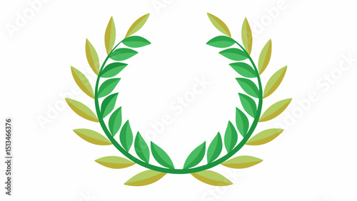 Green and yellow laurel wreath on a white background  vector, silhouette, illustration, horizontal, isolated assets, on transparent background