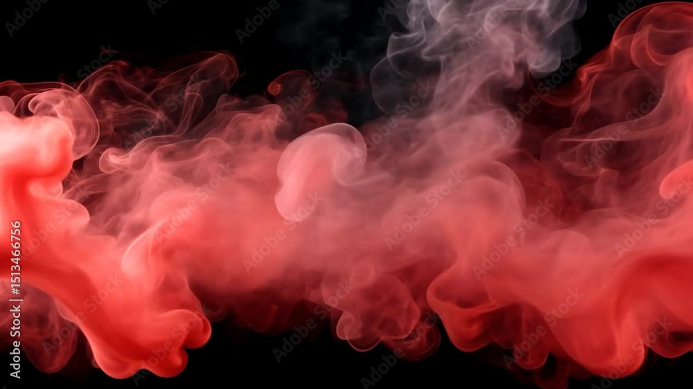 Red and white smoke stream abstract background graphic effect
