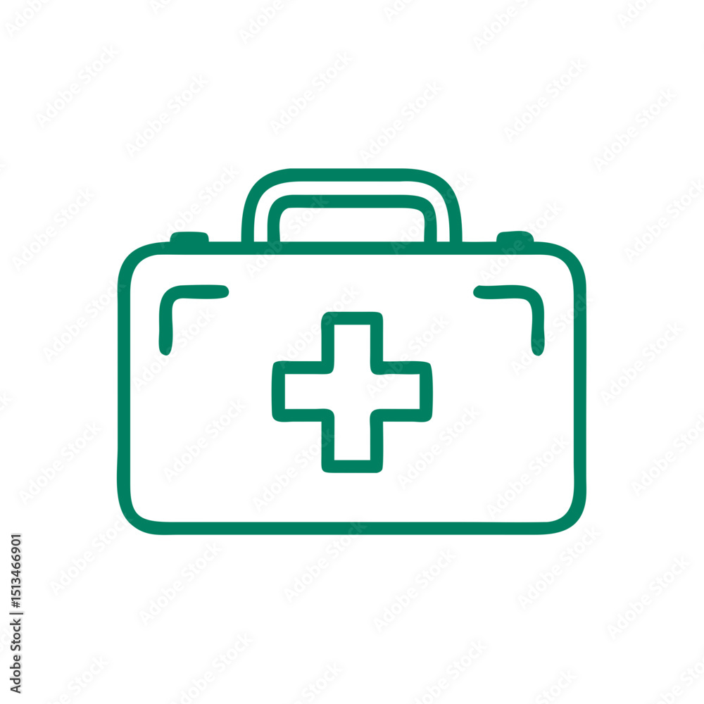 Obraz premium First aid kit icon representing health care and emergency preparedness, minimalist design 