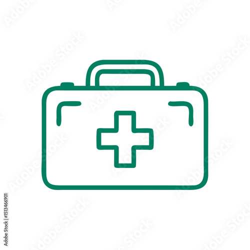 First aid kit icon representing health care and emergency preparedness, minimalist design
