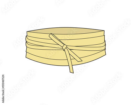 Obi belts technical flat drawing vector mockup illustration.