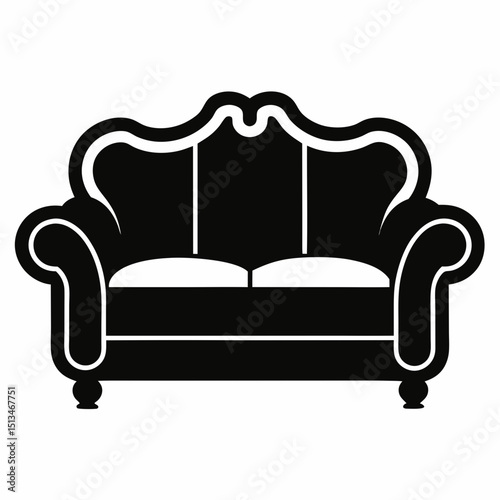 sofa isolated on white Vector icon illustration silhouette Graphics design image white background
