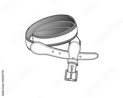 Leather buckle belts mockup template vector design technical illustration.