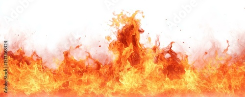 Fiery Flames Against a Pure White Background