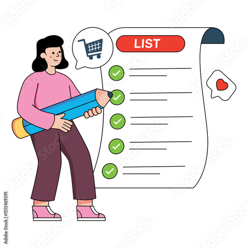 Perfect design illustration of shopping list 