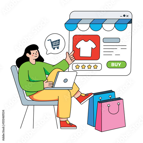 Editable design illustration of buy online 