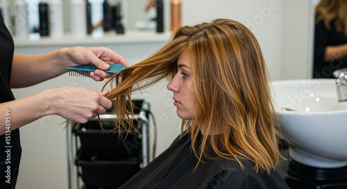 woman making hair in beauty parlor