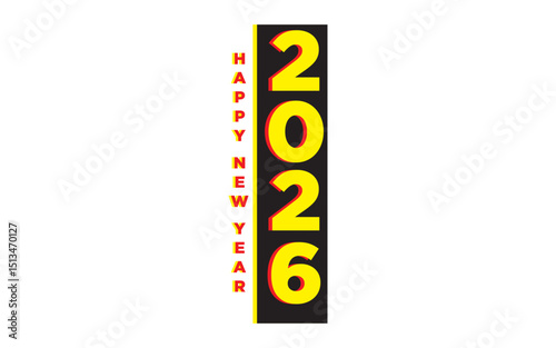 Bold Vertical Happy New Year 2026