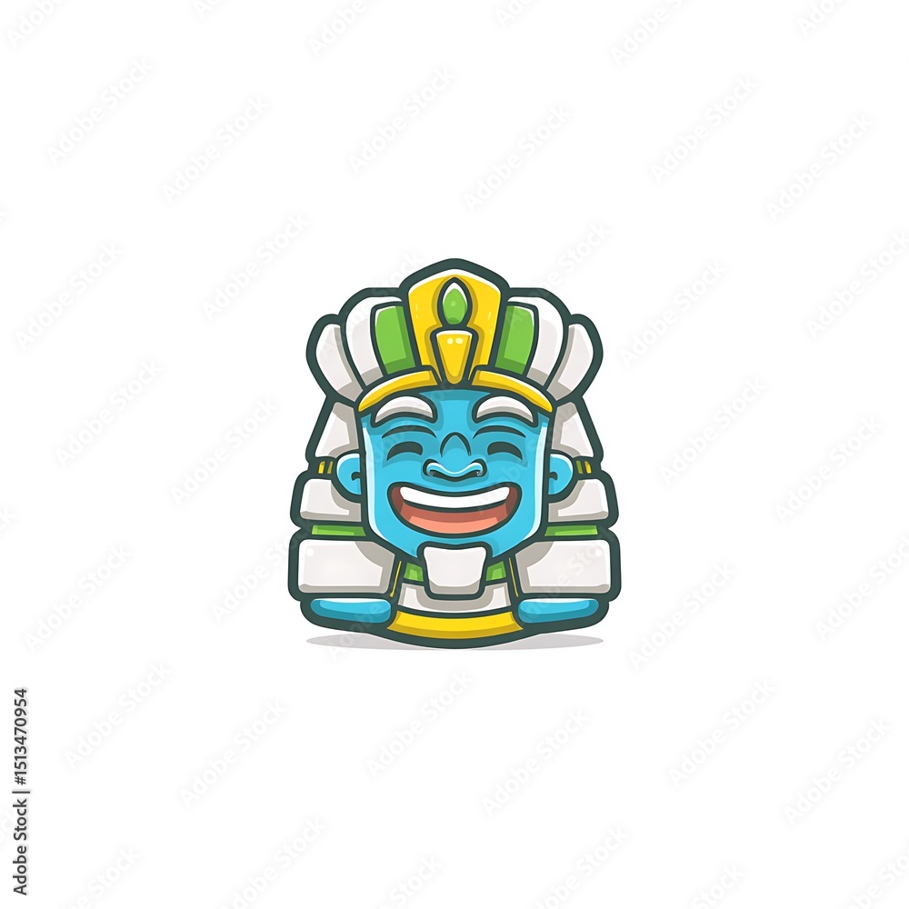 Fototapeta premium Happy Cartoon Pharaoh Illustration A joyful depiction of an ancient Egyptian king.