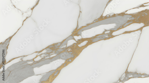 Full-frame 2D slab combining Carrara white and Calacatta gold veins for a bright luxury hybrid surface.