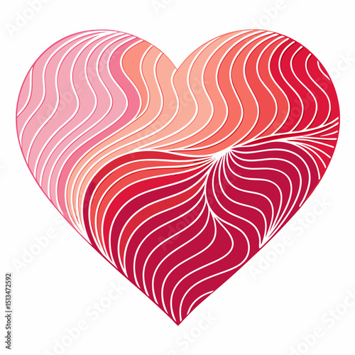 Create a vector illustration of a bold, gradient-filled heart shape with a thick, clearly defined stroke.  Ensure high resolution and vibrant colors.