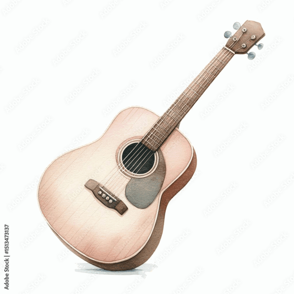 Fototapeta premium Amber Strings Flow guitar isolated watercolor vector illustration svg