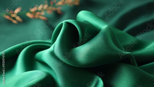Emerald Green Satin Fabric Texture