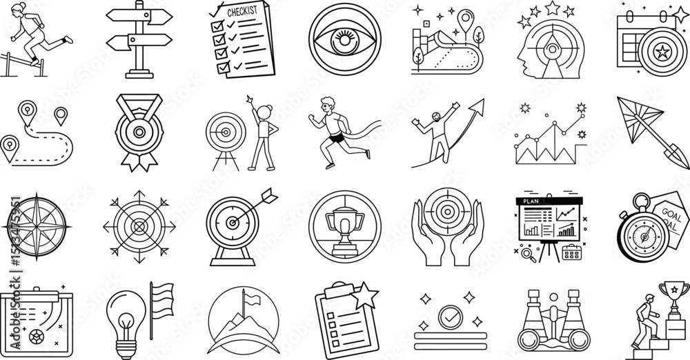 Fototapeta premium Goal icon set on white background. goal icon png collection