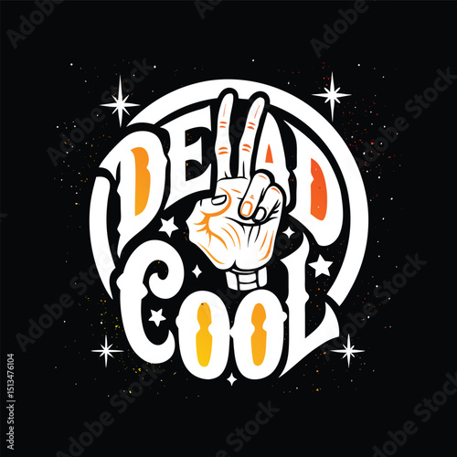 Dead Cool Peace Sign Vintage Design Illustration