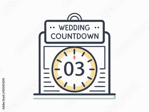 Design a bold, vector illustration of a wedding countdown T-shirt design.  Include a visually striking typographic treatment of the countdown.