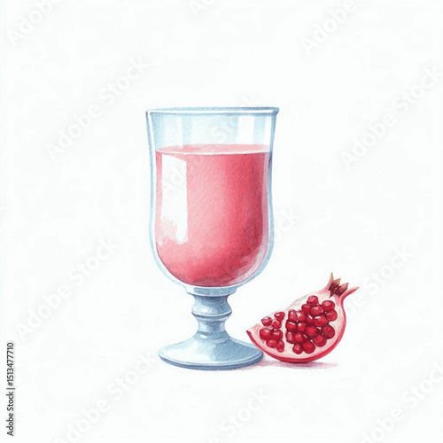 Crimson Seed Flow Pomegranate smoothie isolated watercolor vector illustration svg