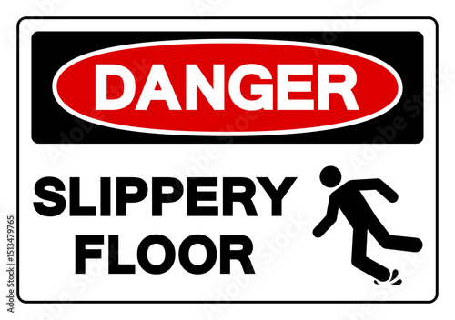 Danger Slippery Floor Symbol Sign,Vector Illustration, Isolate On White Background Label.EPS10