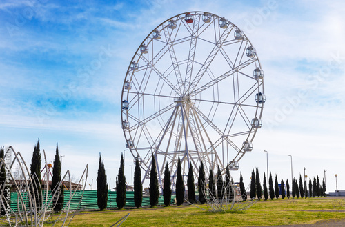 View on Ferris wheel against blue sky at Gagra in Abkhazia, Georgia