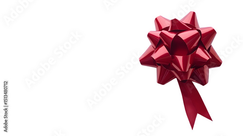 Elegant Red Ribbon Bow on Gift Box Isolated on Tranasparent Background
