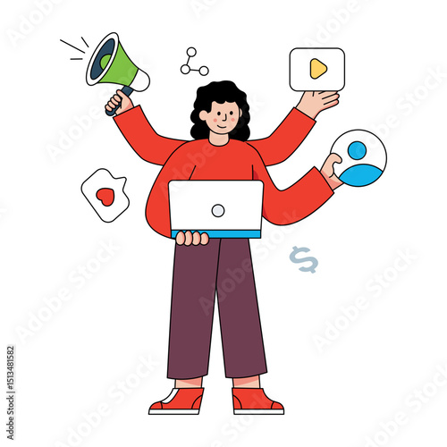An illustration design of social media manager 
