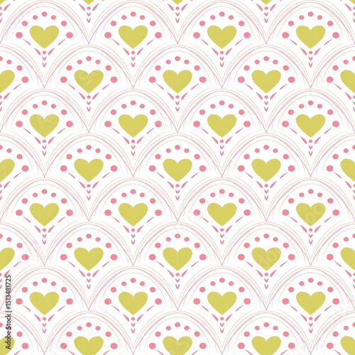 seamless floral pattern with hearts 
