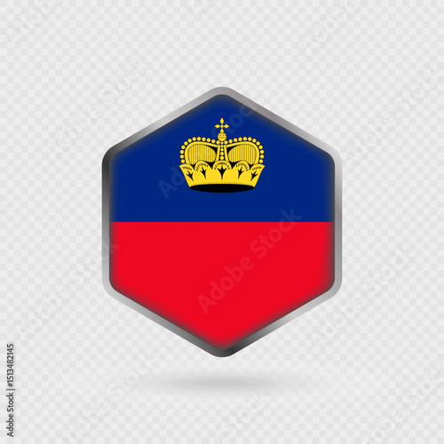 Liechtenstein Flag Icon in Hexagon Shape.