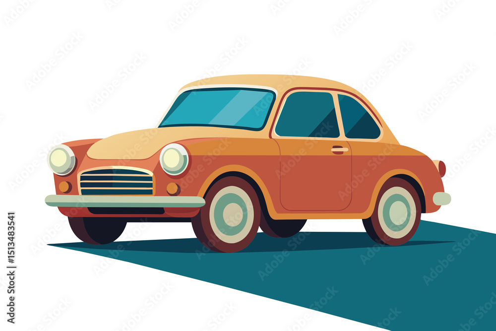 Retro vehicle isolated on white background, an old car model for automotive design and transport illustration Retro vehicle isolated on white background, an old car model for automotive design and transport illustration