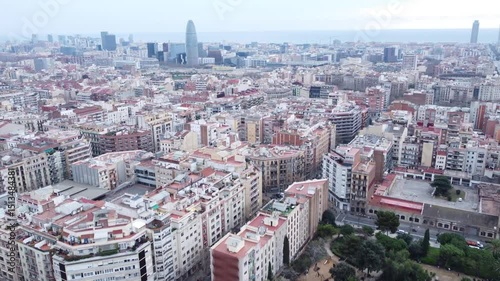 drone flight over barcelona's eixample district
