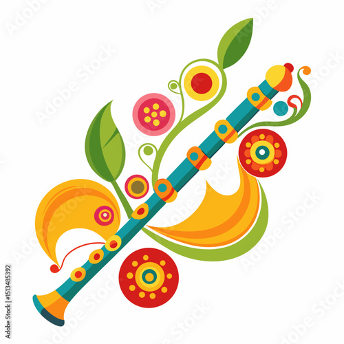 Janmashtami Vector Illustration of Krishna and Festive Symbols