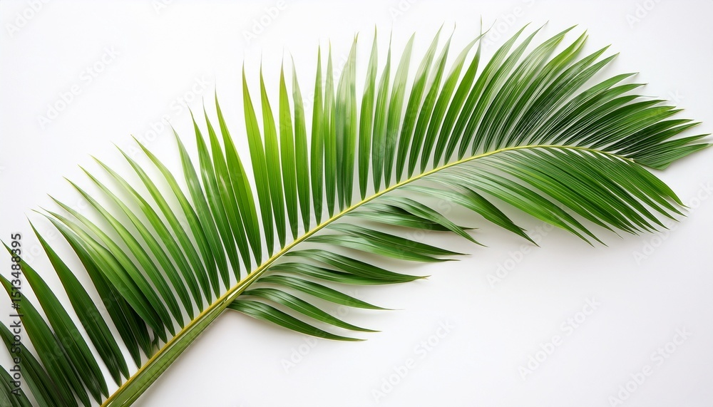 Obraz premium green leaf of palm tree on white background
