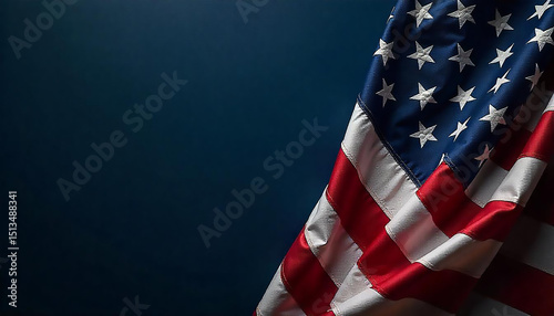 American flag on blue background