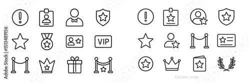 Collection of outline icons depicting various award and recognition themes in a minimalist style suitable for banners and presentations