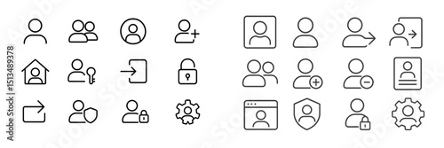 Icons representing user profiles, groups, access roles, and security features displayed on a digital interface for modern applications