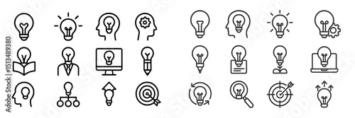 Light bulb icons representing ideas, innovation, and creativity in a modern digital design context