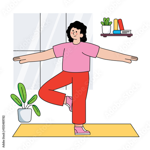 A unique design illustration of doing yoga