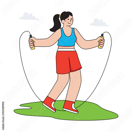 A flat design illustration of skipping rope 