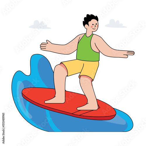 Adventure board illustration, trendy design of surfing 
