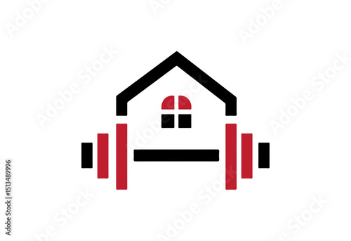 Home Gym Fitness Logo with Barbell and House Design – Modern SVG Icon for Workout, Training, and Personal Fitness Branding