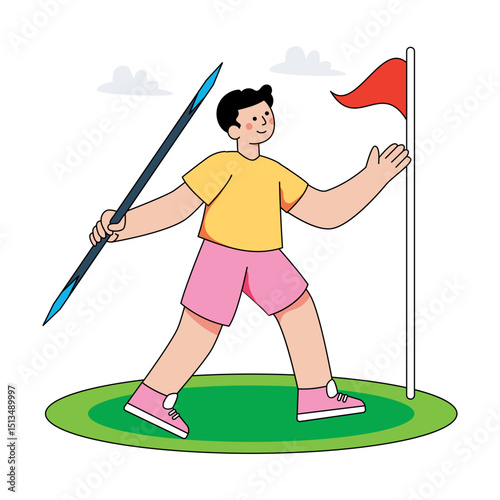 Conceptual flat design illustration of throwing javelin 