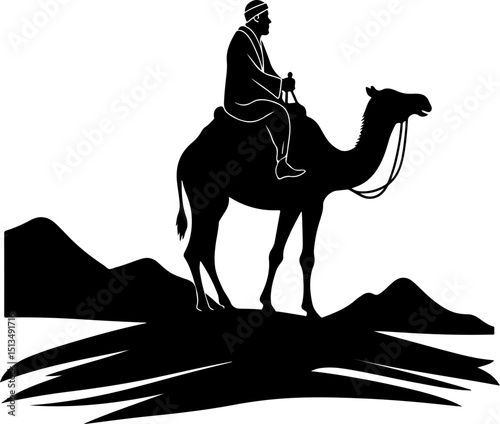 Desert Oasis with Camel and Palm Trees vector