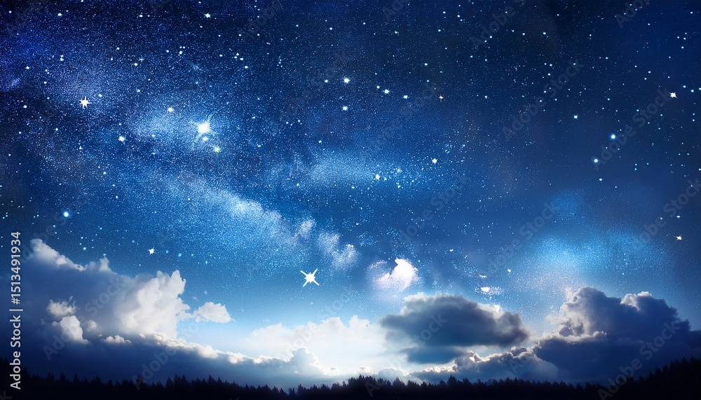 Fototapeta premium stars in space or night sky fairy night sky with stars and clouds
