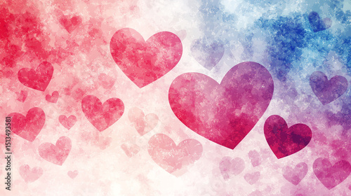 Love s Echo A symphony of hearts in a painted dreamscape celebrating affection and connection against a pastel red and