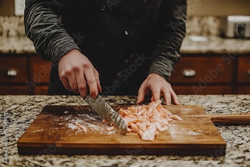 Chef preparing food on cutting board