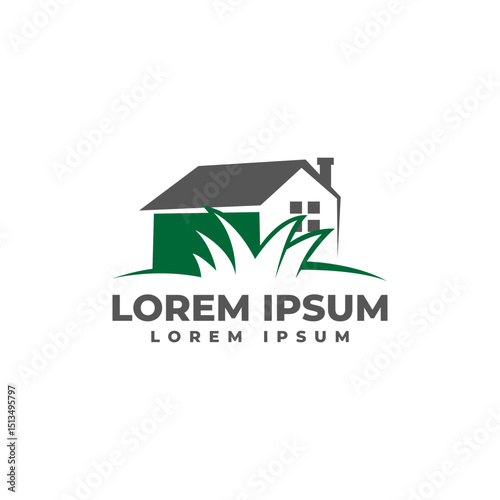 House Grass Logo Icon Vector Illustration